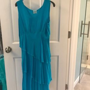 Blue silk like dress, size M, used